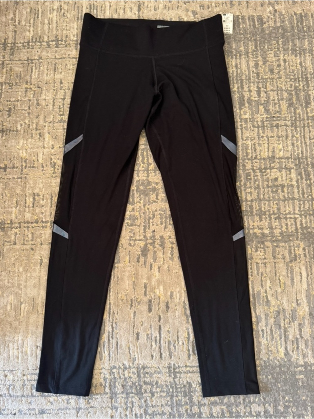PINK Victoria's Secret Black Reflective Trim and Mesh Leggings